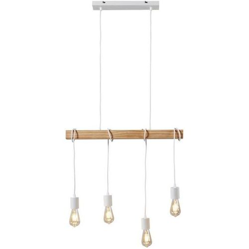 Suspension En Métal Et Bois - Blanc - New Detroit - 4 Lampes