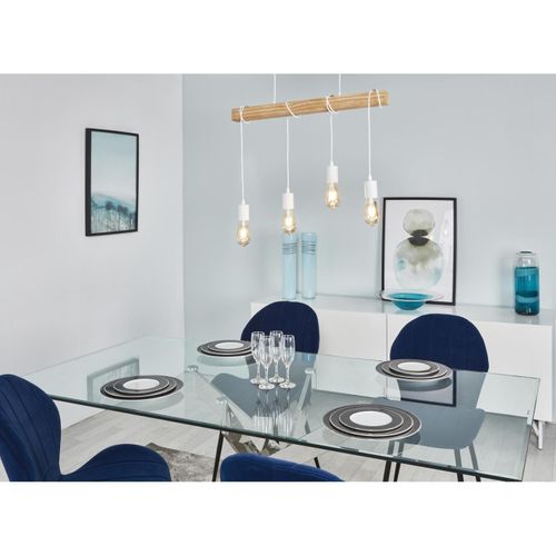 Suspension En Métal Et Bois - Blanc - New Detroit - 4 Lampes