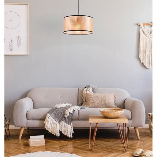 Suspension Imitation Cannage - Ø 40 X H 140 Cm - Noir - Mikado