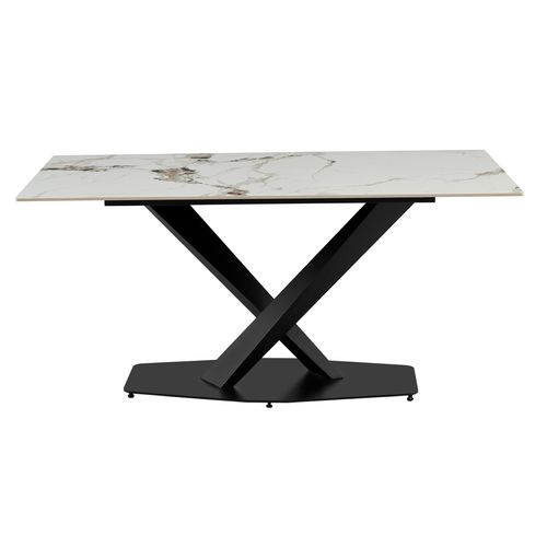 Table céramique L. 160 ELLA Blanc / taupe