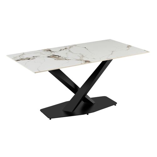 Table céramique L. 160 ELLA Blanc / taupe