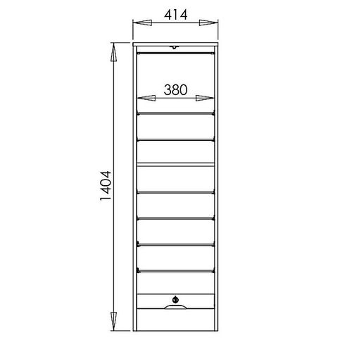 Classeur à Rideau 8 Tablettes 1 Kit Dossiers Serrure L 41,4 H 140,4 P 44 Cm - Coloris: Hêtre