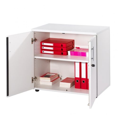 Armoire De Bureau Basse 2 Portes Blanche Ineo