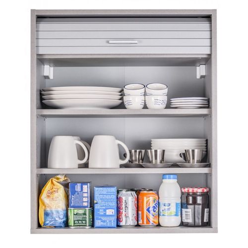 Meuble Haut De Cuisine Imitation Aluminium 2 Etagères L 60 H 72 P 35 Cm
