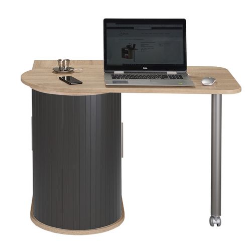 Bureau Pivotant Et Meuble De Rangement Chêne 2 Niches 77 X 71,7 X 47 Cm - Coloris: Noir