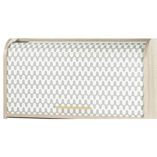 Meuble à Chaussures Chêne 2 Abattants Blancs 1 Rideau 75,2 X 143,1 X 30,6 Cm - Vagues Grises 810