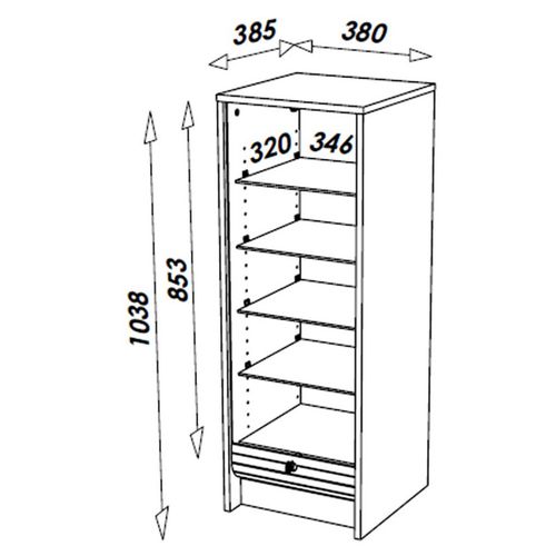 Classeur à Rideau Blanc Rideau Chêne Ou Noir 5 Niches 37,8 X 103,8 X 38,4 Cm - Chêne Naturel