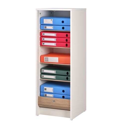 Classeur à Rideau Blanc Rideau Chêne Ou Noir 5 Niches 37,8 X 103,8 X 38,4 Cm - Chêne Naturel