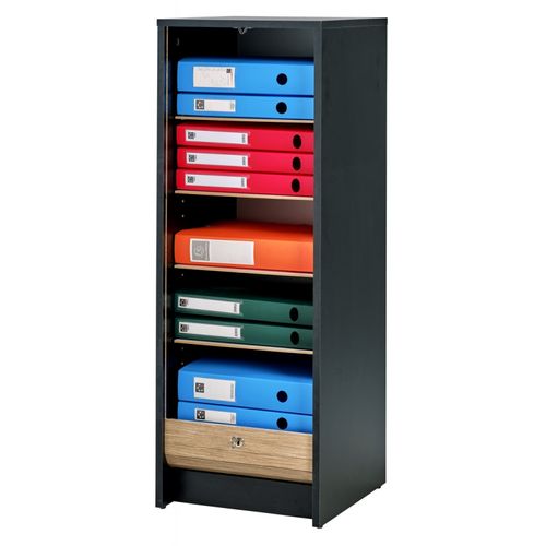 Classeur à Rideau Noir Bicolore 104 Cm - Coloris: Chêne Naturel