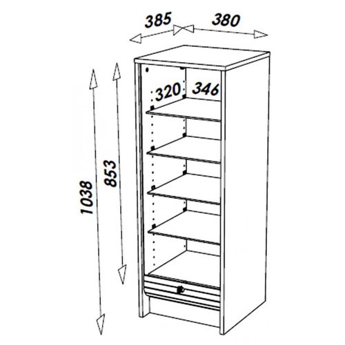 Classeur à Rideau Noir Bicolore 104 Cm - Coloris: Chêne Naturel