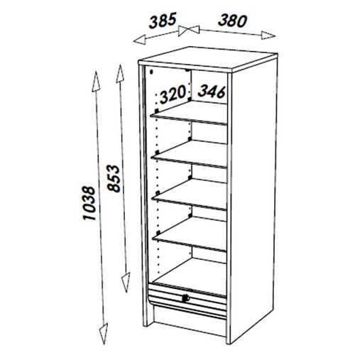 Classeur à Rideau Chêne Rideau Noir Ou Blanc 5 Niches L 37.8 H 103.8 P 38.4 Cm - Coloris: Noir