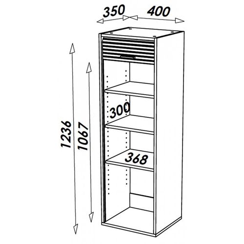 Meuble De Cuisine Haut Blanc 1 Rideau 4 Niches L 40 H 123.6 P 35 Cm