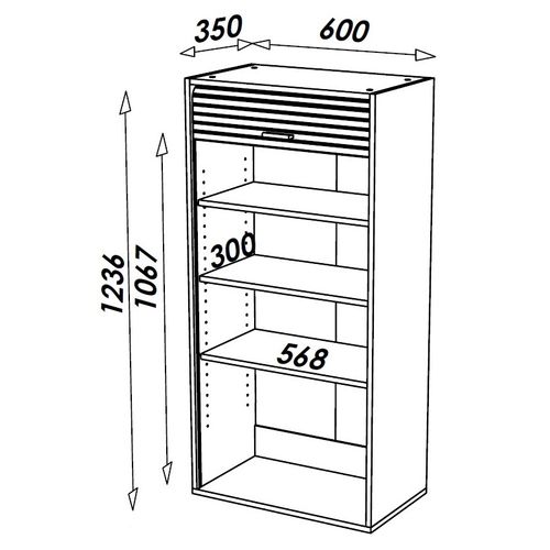 Meuble Haut De Cuisine Imitation Alu 3 Etagères 60 X 123,6 X 35 Cm
