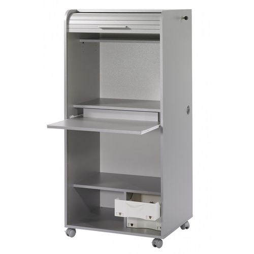 Armoire Informatique Mobile 2 Tiroirs Alu 5 Niches L 65.2 H 139.9 P 53.1 Cm