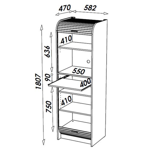 Meuble De Cuisine Micro-onde Blanc Alu 6 Niches L 58,2 H 180,7 P 47cm