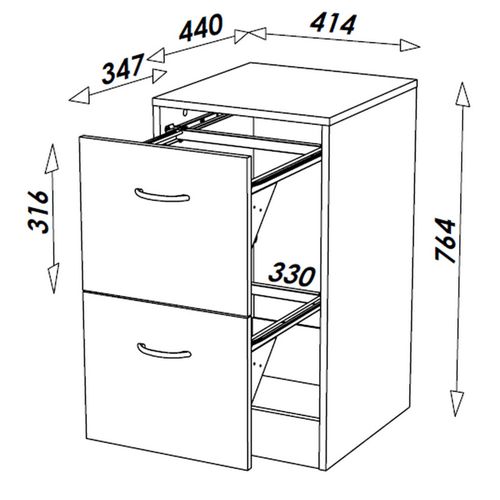 Classeur 2 Tiroirs Pour 50 Dossiers Suspendus 41,4 X 76,4 X 44 Cm - Coloris: Aluminium