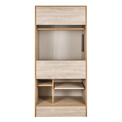Armoire Informatique Galbée 80 Cm Chêne 6 Niches