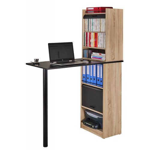 Bureau Haut Et Rangements Chêne Noir