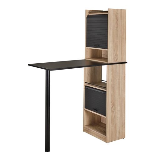 Bureau Haut Et Rangements Chêne Noir