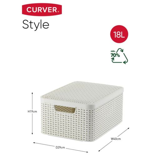 Boîte De Rangement Avec Couvercle Style M 18 L Blanc Crème