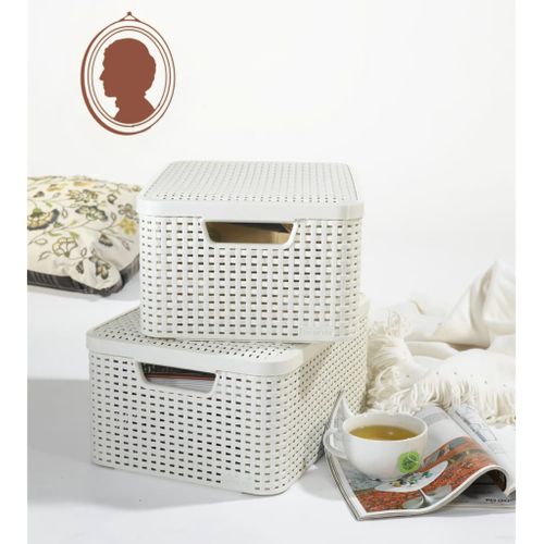 Boîte De Rangement Avec Couvercle Style M 18 L Blanc Crème
