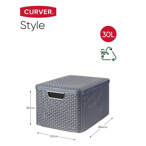 Boîte De Rangement Avec Couvercle Style L 30 L Argent Métallisé