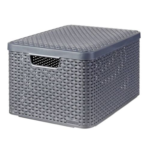 Boîte De Rangement Avec Couvercle Style L 30 L Argent Métallisé