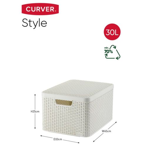 Boîte De Rangement Avec Couvercle Style L 30 L Blanc Crème