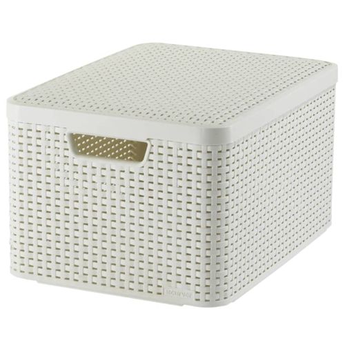 Boîte De Rangement Avec Couvercle Style L 30 L Blanc Crème