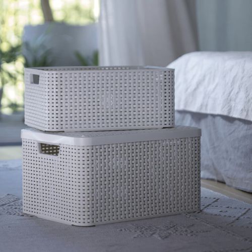 Boîte De Rangement Avec Couvercle Style L 30 L Blanc Crème