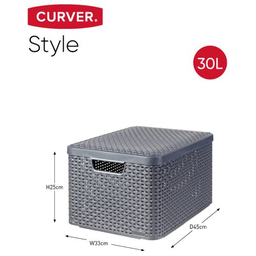 Boîtes De Rangement Style Avec Couvercle 3 Pièces L Anthracite