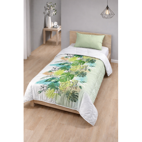 Couette Légère Imprimée Tropichic/non Tissé Blanc - 1 Personne 140x200 - Legere