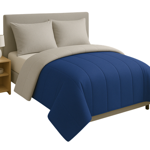 Couette Tempérée Bleu Limoges / Gris Perle - 2 Personnes 220 X 240 - Mi Saison