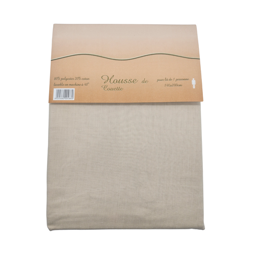 Housse De Couette Polycoton Taupe - 1 Personne 140 x 200
