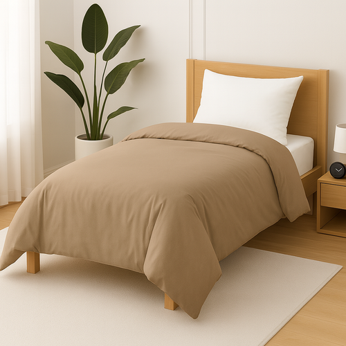 Housse De Couette Polycoton Taupe - 1 Personne 140 x 200