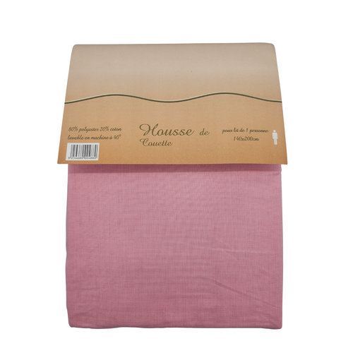 Housse De Couette Polycoton Rose - 1 Personne 140 x 200
