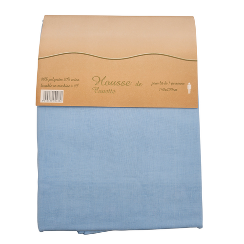 Housse De Couette Polycoton Bleu Ciel - 1 Personne 140 x 200