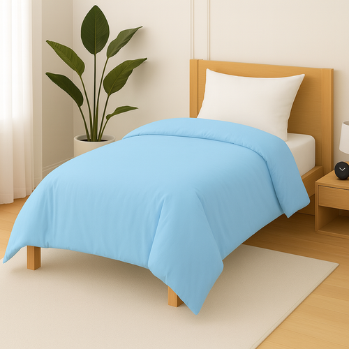 Housse De Couette Polycoton Bleu Ciel - 1 Personne 140 x 200