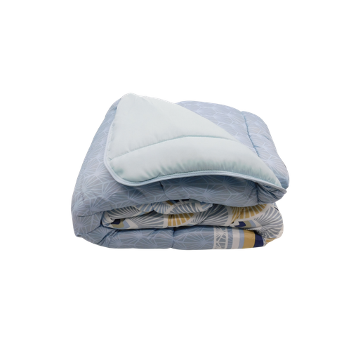 Couette Tempérée Imprimée Thébès / Uni Bleu Clair - 2 Personnes 220 X 240