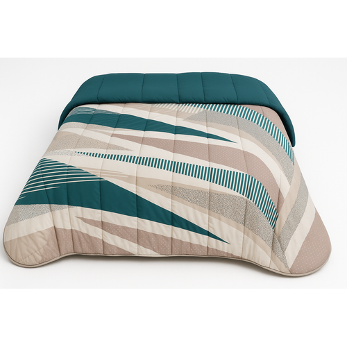 Couette Tempérée Imprimée Ista / Uni Bleu Canard - 2 Personnes 220 X 240