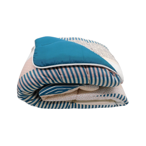 Couette Tempérée Imprimée Ista / Uni Bleu Canard - 2 Personnes 220 X 240