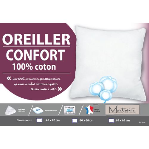 Oreiller Blanc Coton Moelleux 60x60 - 3952
