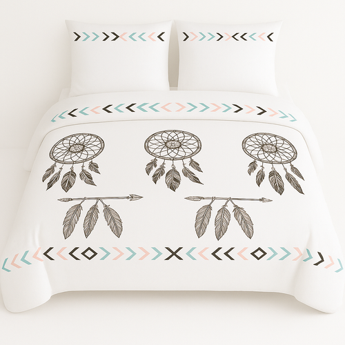 Couette Tempérée Imprimée Attrape Rêve Noir - 2 Personnes 220 X 240 - Mi Saison