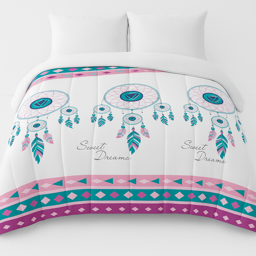 Couette Tempérée Imprimée Attrape Rêve Couleur - 2 Personnes 220 X 240 - Mi Saison