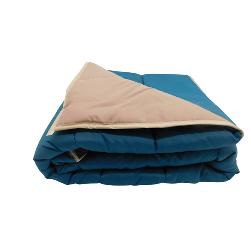 Couette Tempérée Bleu Canard / Sable - 1 Personne 140 X 200 - Mi Saison