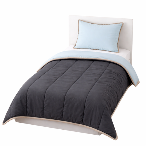 Couette Tempérée Gris Foncé / Bleu Ciel - 1 Personne 140 X 200 - Mi Saison