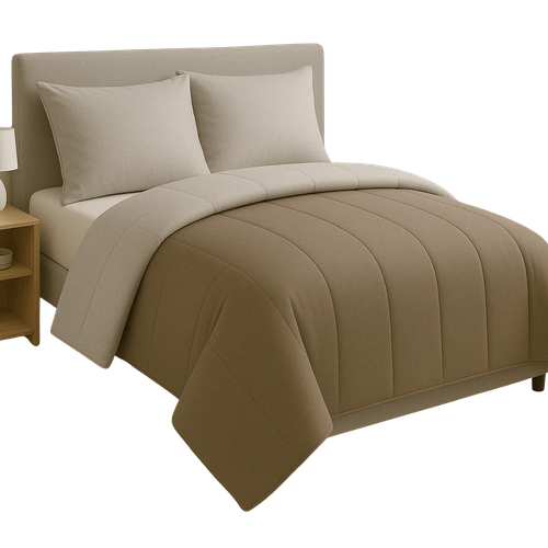 Couette Tempérée Taupe / Gris Perle - 2 Personnes 220 X 240 - Mi Saison