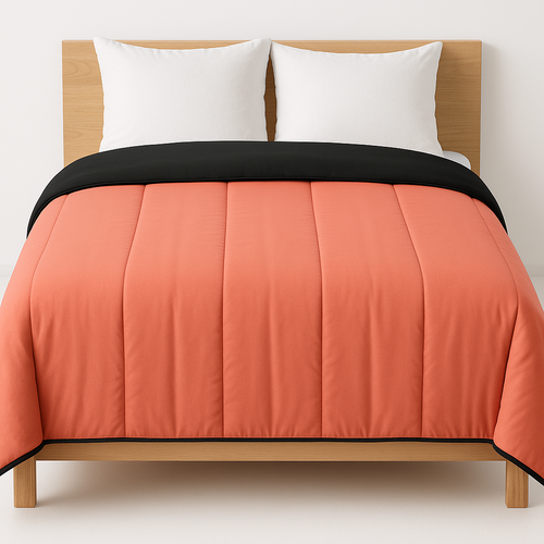 Couette Légère Corail / Noir - 2 Personnes 240 X 260 - Spécial Été