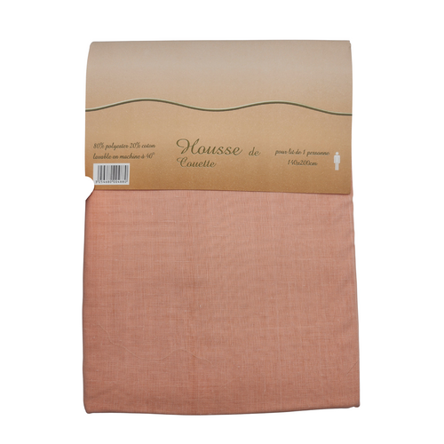 Housse De Couette Polycoton Pêche - 1 Personne 140 x 200