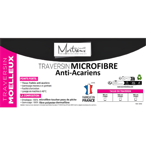 Traversin Moelleux Microfibre Anti Acariens - Pour Lit De 1 Personne 90cms - 700grs